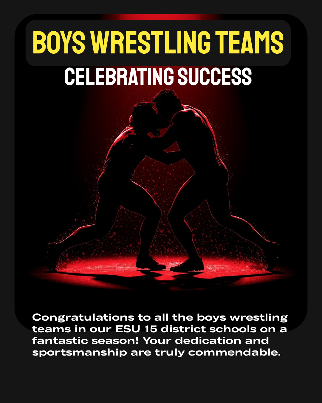 congratulations on the boys wrestling teams season